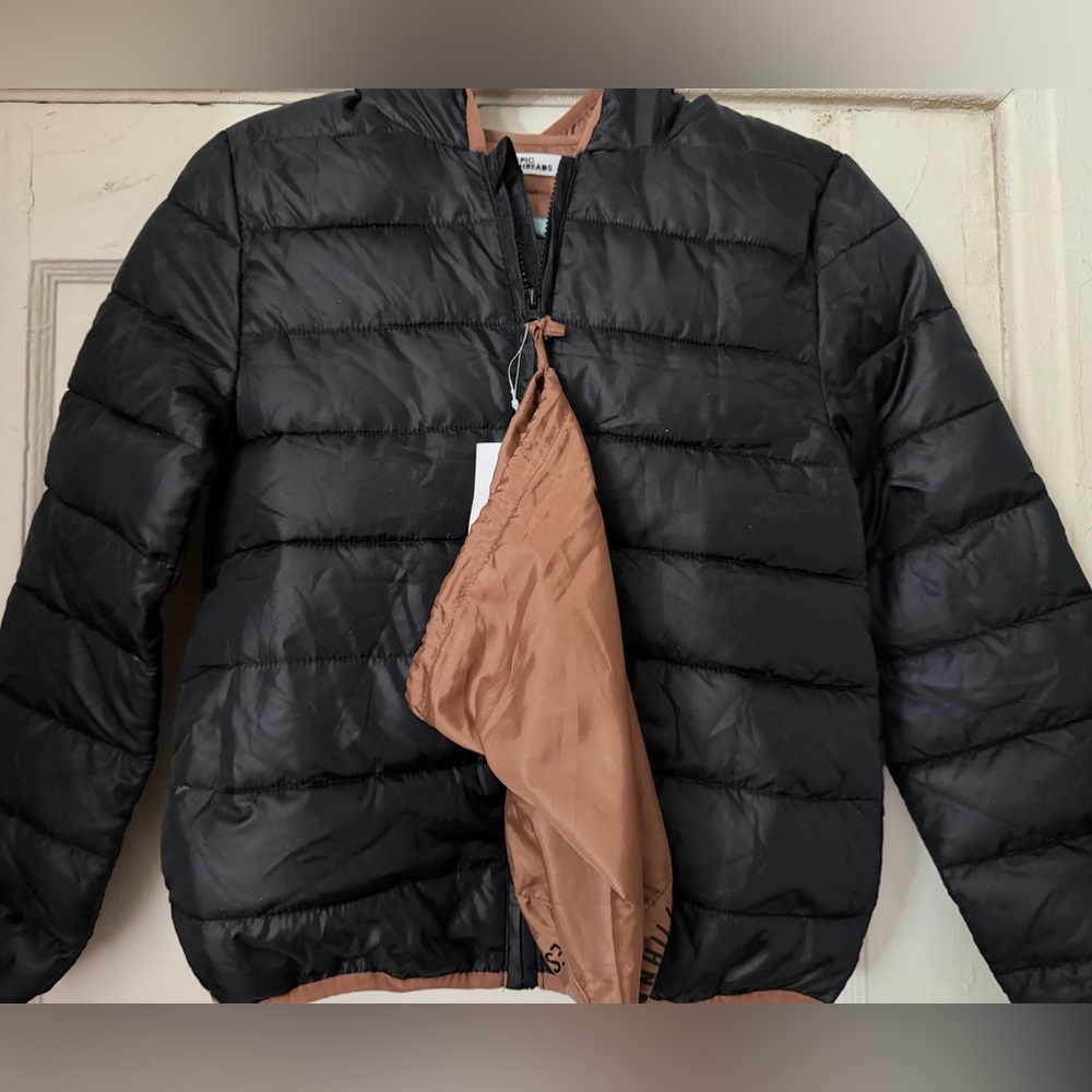 NWT Epic Threads Black Puffer Jacket with Brown Lining